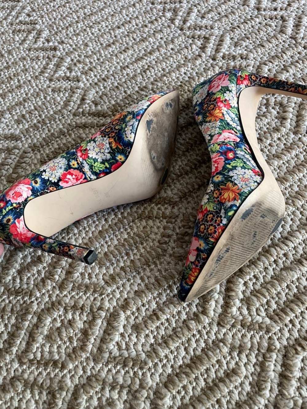 Nine West Floral Pointed-Toe Pumps - Blue, Pink, Yellow - Picture 3 of 4